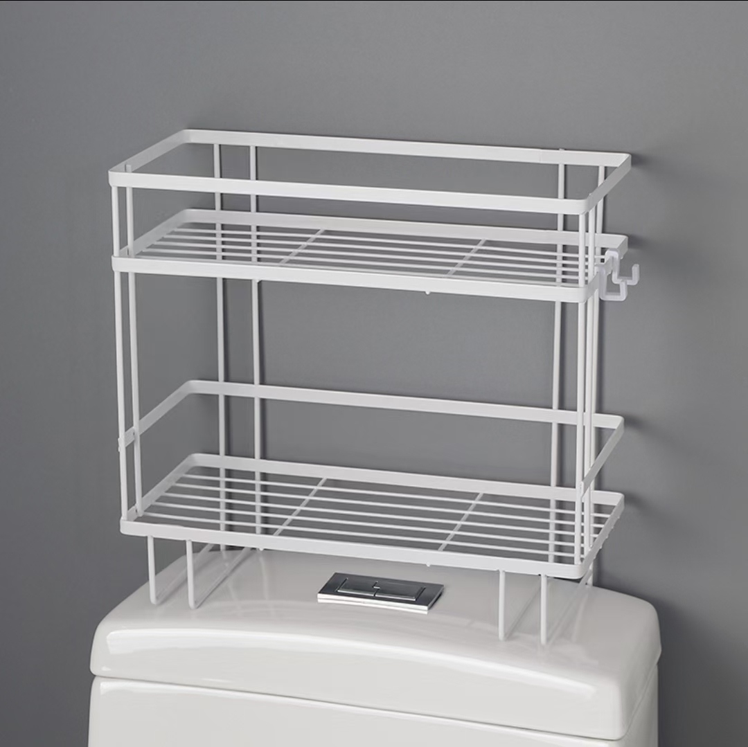 A multi-functional wall-mounted washbasin and toilet storage rack above the toilet rack Application Scenario