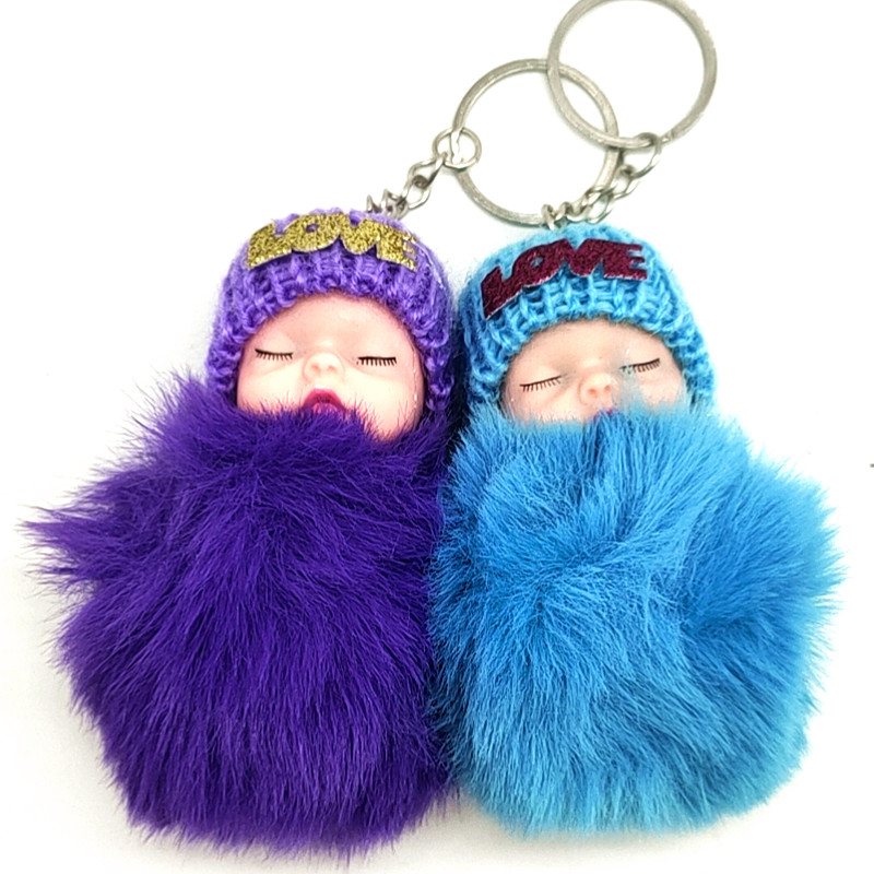 阳光百货创意萌睡娃娃毛球钥匙扣办公装饰小帽娃睡梦娃娃儿童公仔