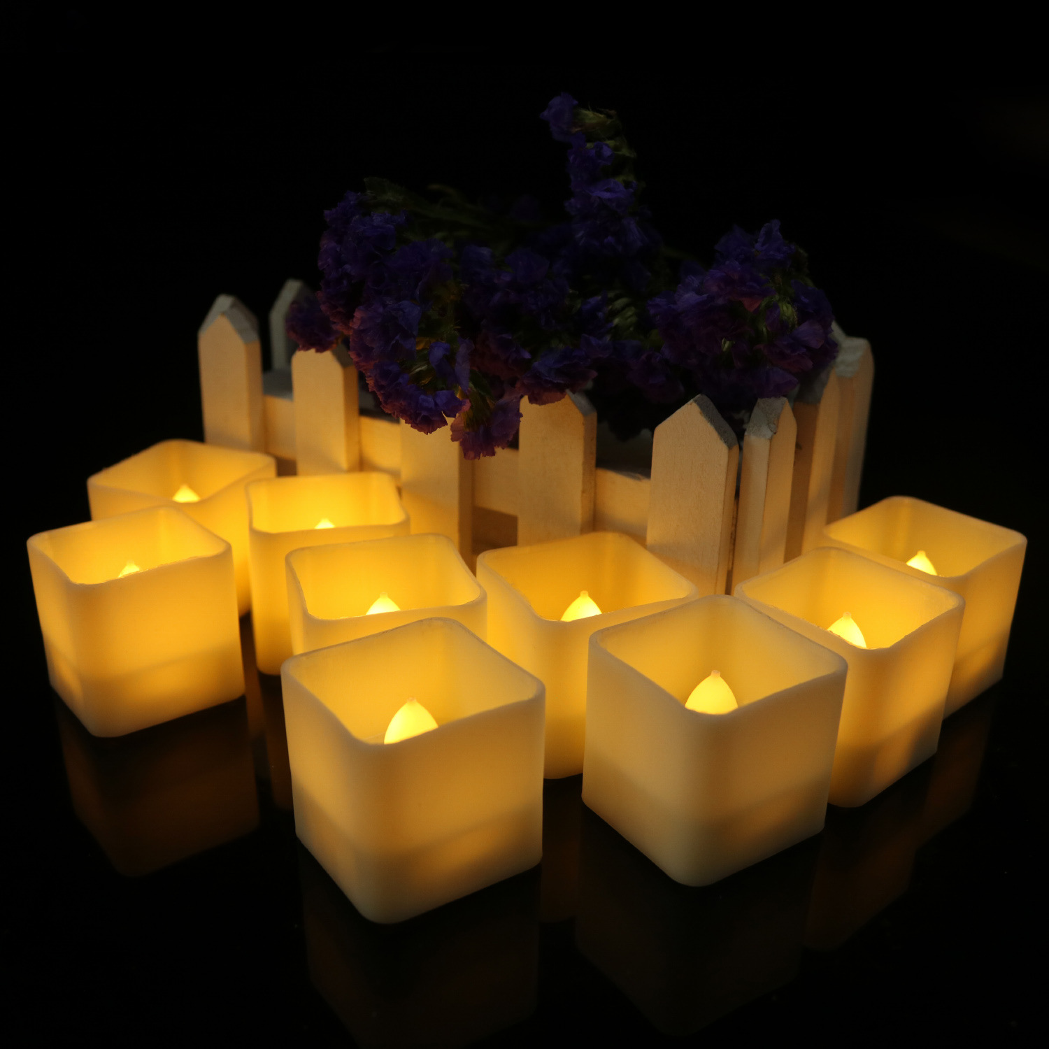 Square candles, holiday party led candle lights, plastic light-emitting electronic candles