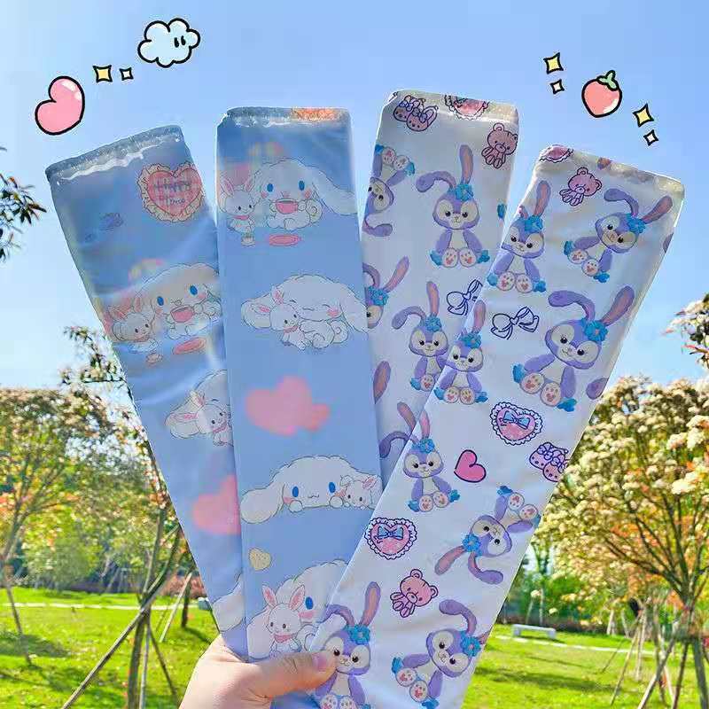 2022 New Hyuna Artistic Cartoon Cute Sun Protection Women's sleeve arm guard ice silk sleeve gloves UV Protection gloves full figure