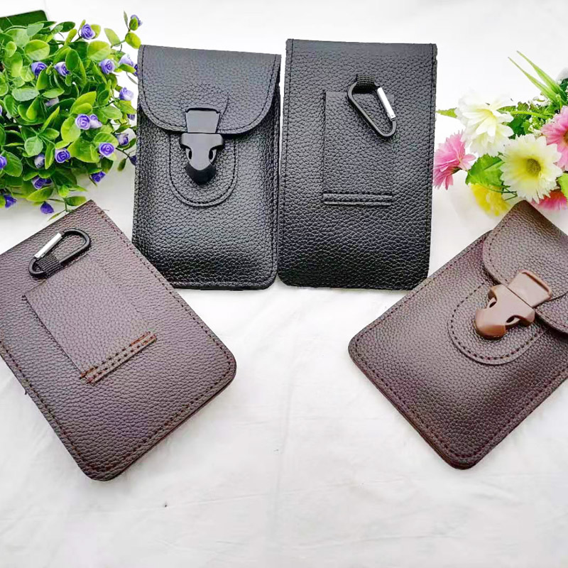 L2211 Extra-large buckle leather waist bag, multi-functional horizontal and vertical mobile phone bag, men's waist bag hanging bag Item Picture