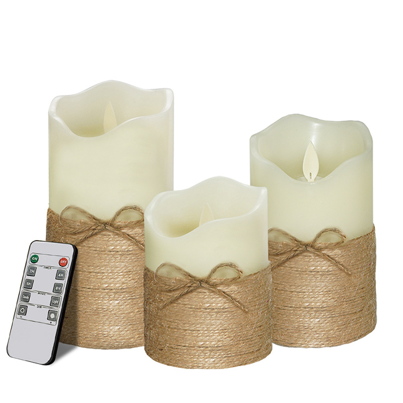 Three-piece set of simulated swinging flame led candles, remote control electronic candles, decorative handicrafts and ornaments Item Picture