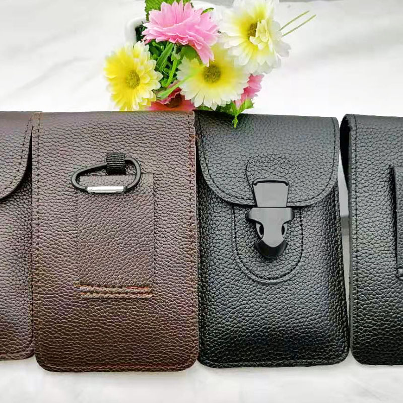 L2211 Extra-large buckle leather waist bag, multi-functional horizontal and vertical mobile phone bag, men's waist bag hanging bag Specification image