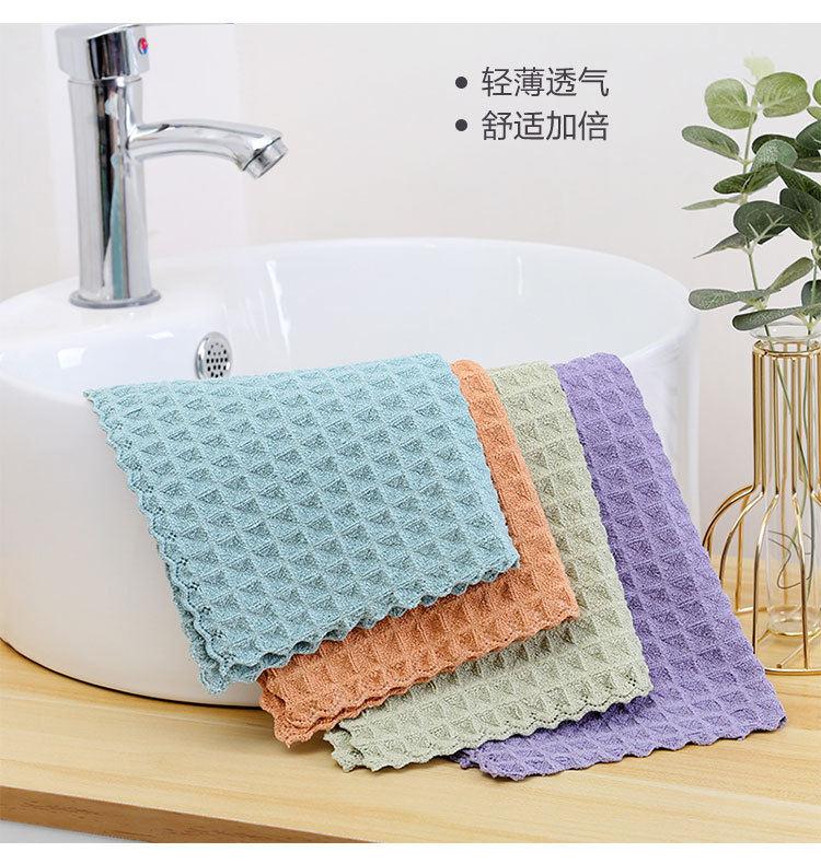 Waffle polyester square towel Item Picture