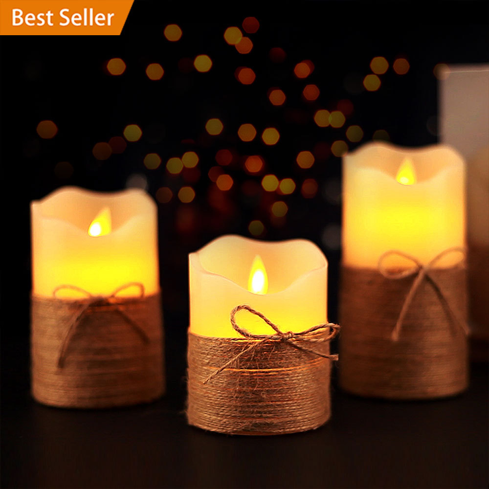Simulation of swaying and shaking flame led candle three-piece remote control electronic candle decorative arts and crafts ornaments thumbnail