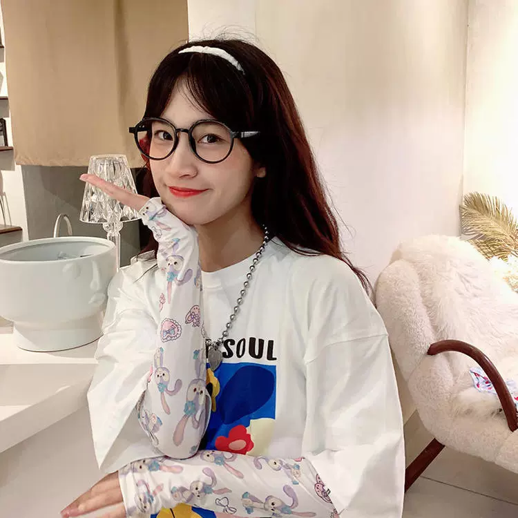 2022 New Hyuna Artistic Cartoon Cute Sun Protection Women's sleeve arm guard ice silk sleeve gloves UV Protection gloves details Picture