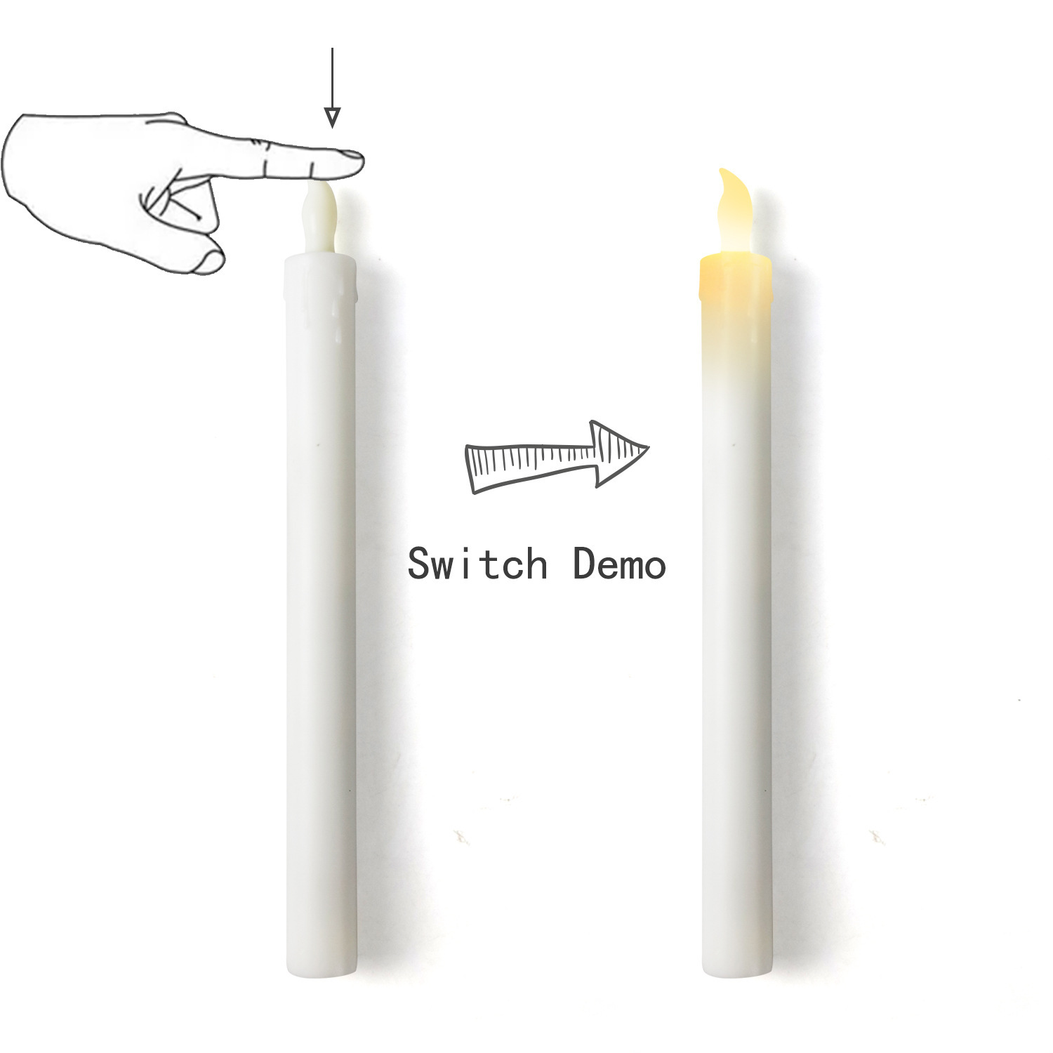 Pressed long-pole candles, wedding and festival decoration simulation led electronic candle lamps, decorative handicrafts and ornaments Item Picture