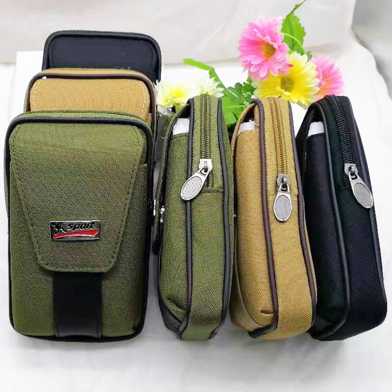 L2224 Sports canvas flip cover large waist Bag, mobile phone bag, men's waist bag, hanging bag, Yiwu, diverse Specification image