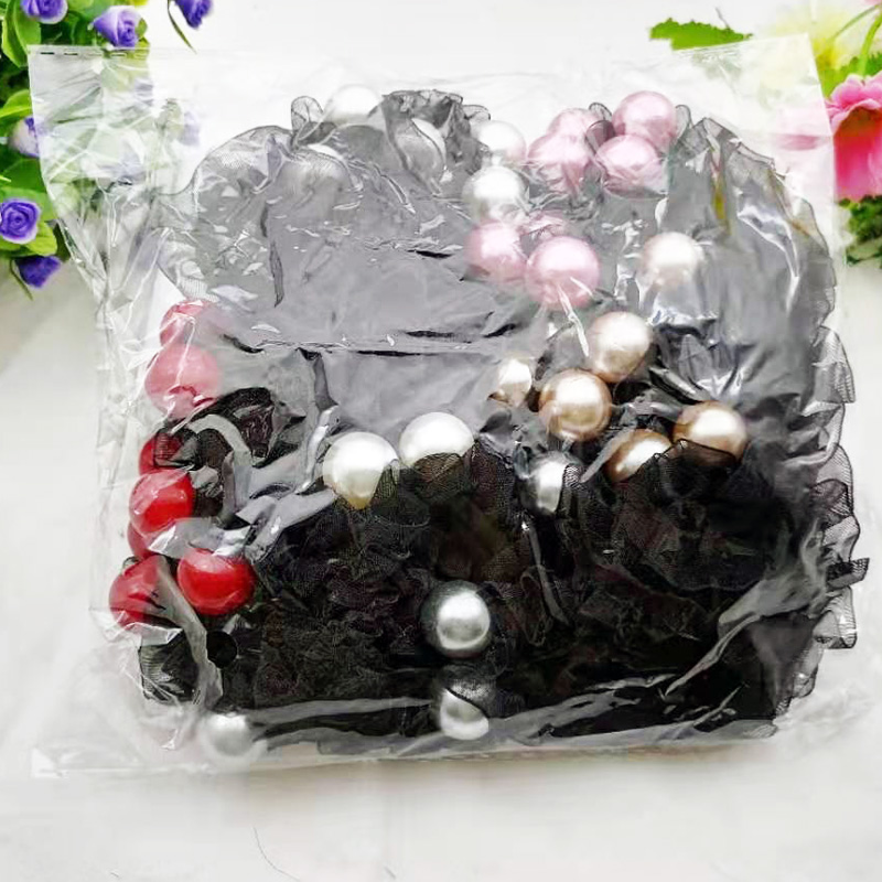 A1016 ribbon with 2 pearl leather bands, hair band, hair tie, hair tie, headwear, Japanese and Korean accessories Specification image