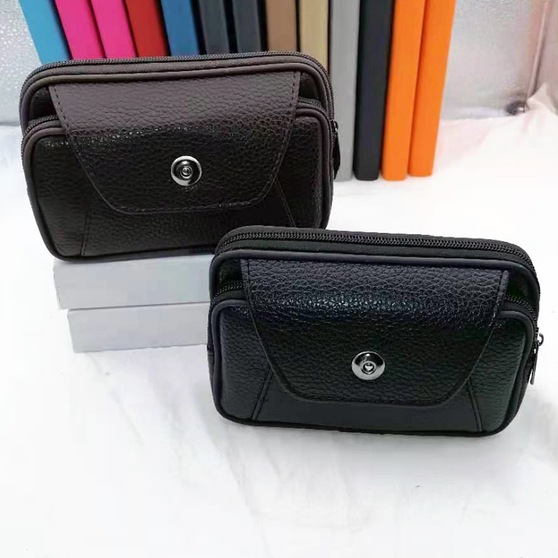 L2225 Push-button large double flap waist bag, multi-functional mobile phone bag, men's waist bag, hanging bag, Yiwu, diverse Application Scenario