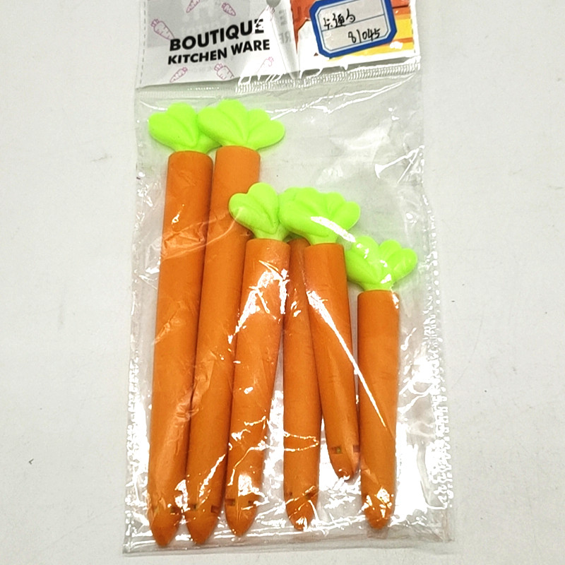 Sunshine Department Store Cartoon Carrot Sealing Clip, 6 pieces of large, medium and small household moisture-proof and fresh-keeping clips in sealed bags Item Picture