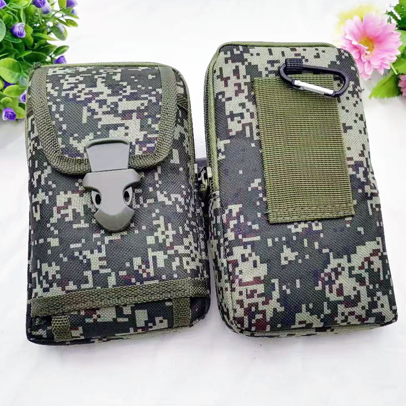 L2213 Camouflage bull head buckle large waist bag, multi-functional mobile phone bag, men's waist bag, hanging bag, Yiwu, diverse Item Picture