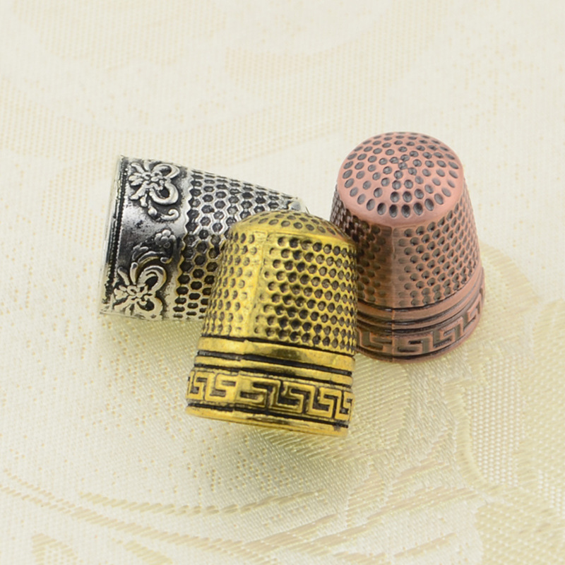 JP三色可先复古纯铜顶针帽 缝纫DIY拼布工具针线套装配件图