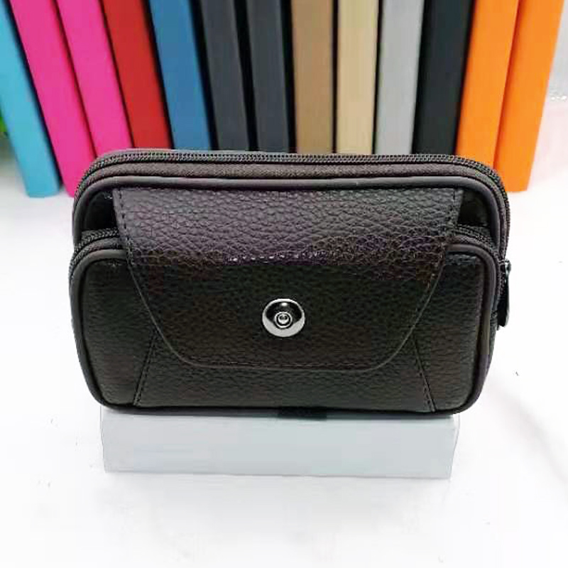 L2225 Push-button large double flap waist bag, multi-functional mobile phone bag, men's waist bag, hanging bag, Yiwu, diverse Specification image