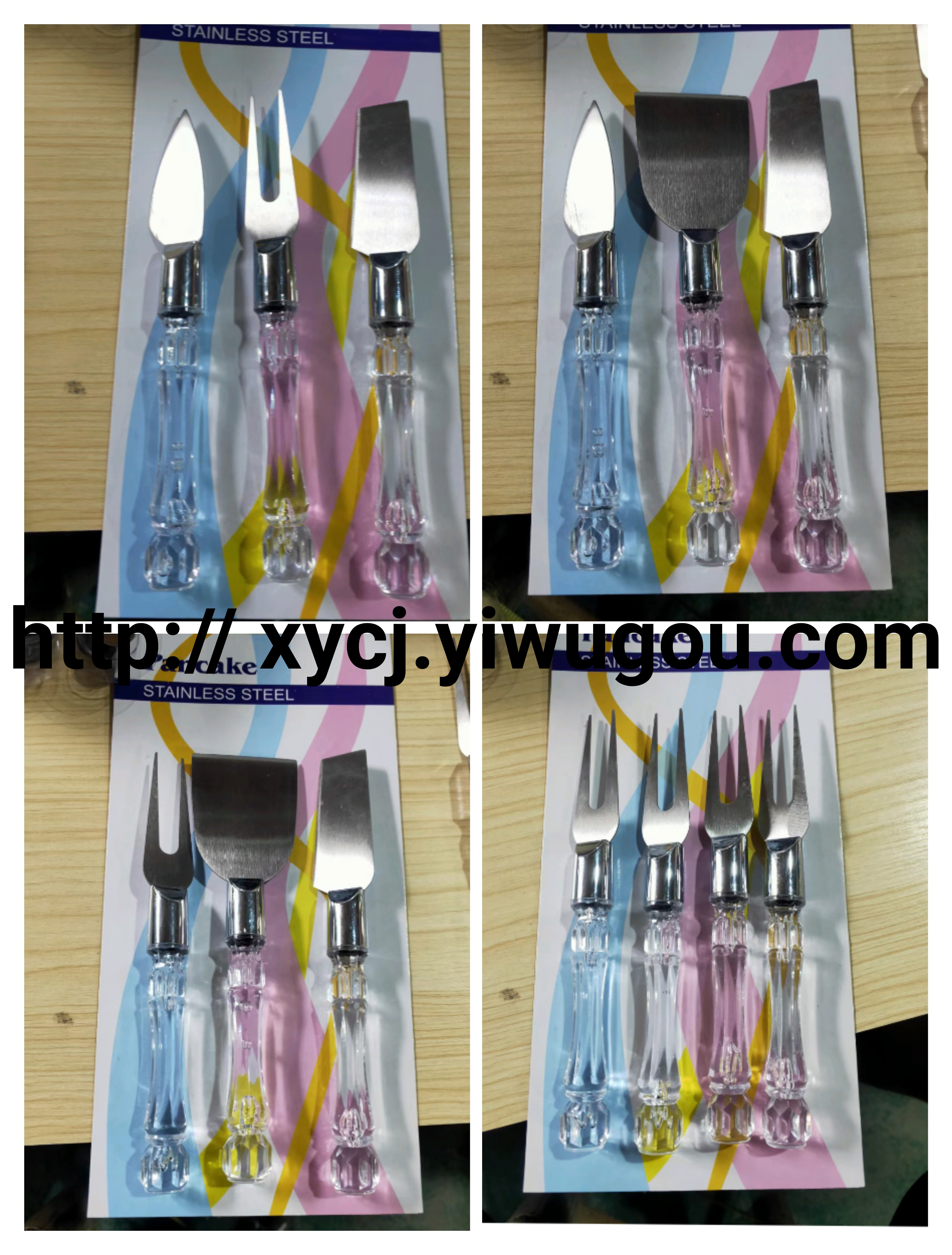 Cake knife and fork with crystal handle Cheese cutting pizza knife Bread knife
