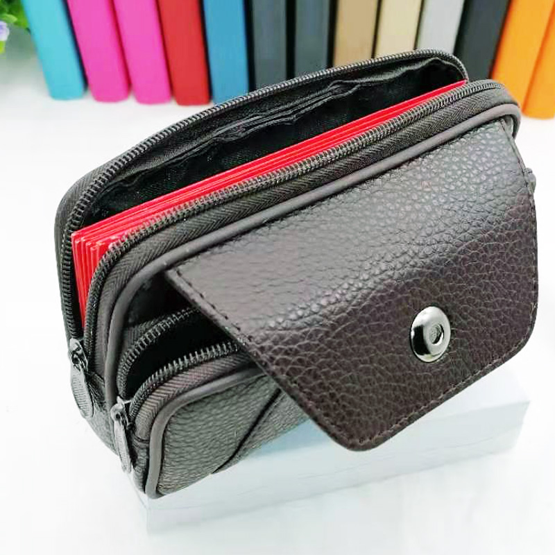 L2225 Push-button large double flap waist bag, multi-functional mobile phone bag, men's waist bag, hanging bag, Yiwu, diverse Item Picture