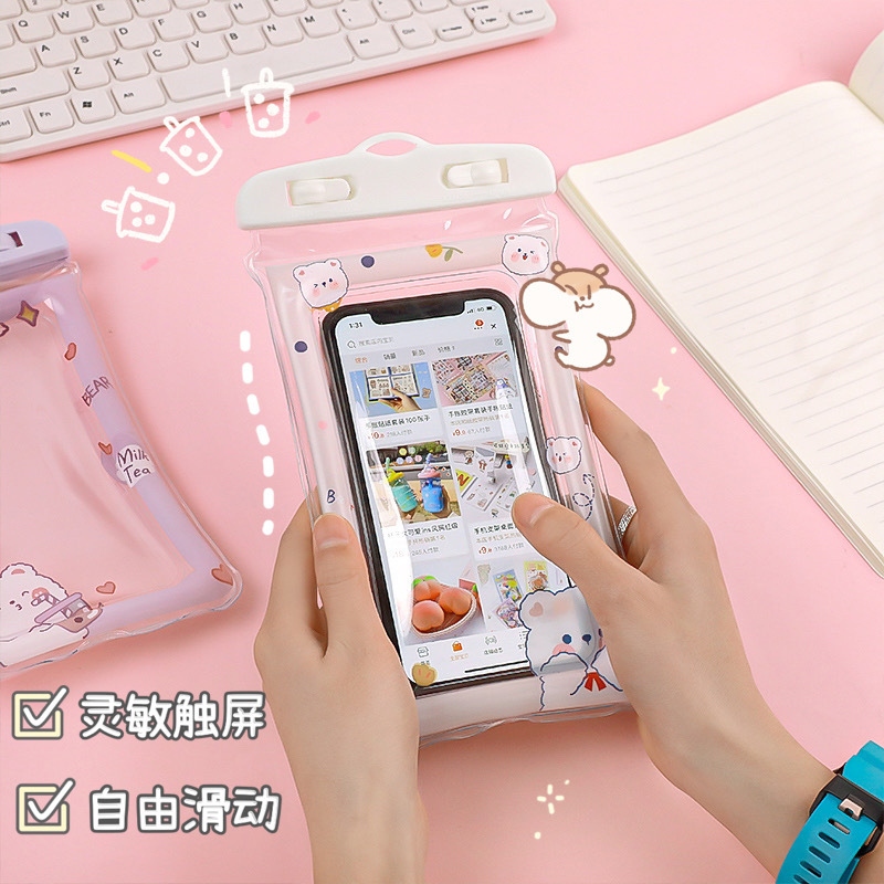 2022 New Style mobile phone cute cartoon transparent airbag waterproof bag, quicksand shockproof bag, swimming phone hanging bag h Application Scenario
