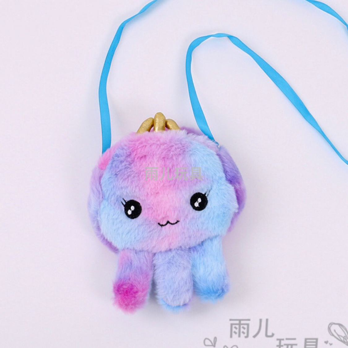 Plush toy bag, octopus bag, plush small bag, 15cm three-dimensional octopus small bag, fur tie-dyed octopus shoulder bag for children Specification drawing
