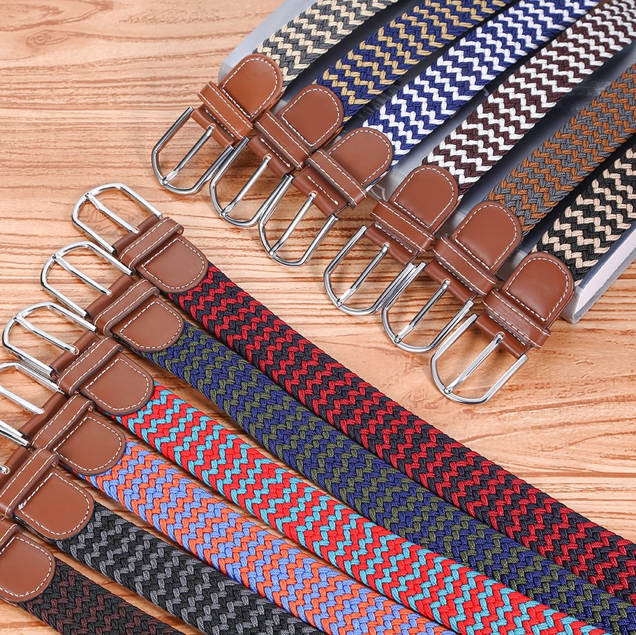 Braided belt explosive women's canvas belt men's elastic belt casual elastic pin buckle belt manufacturers wholesale thumbnail