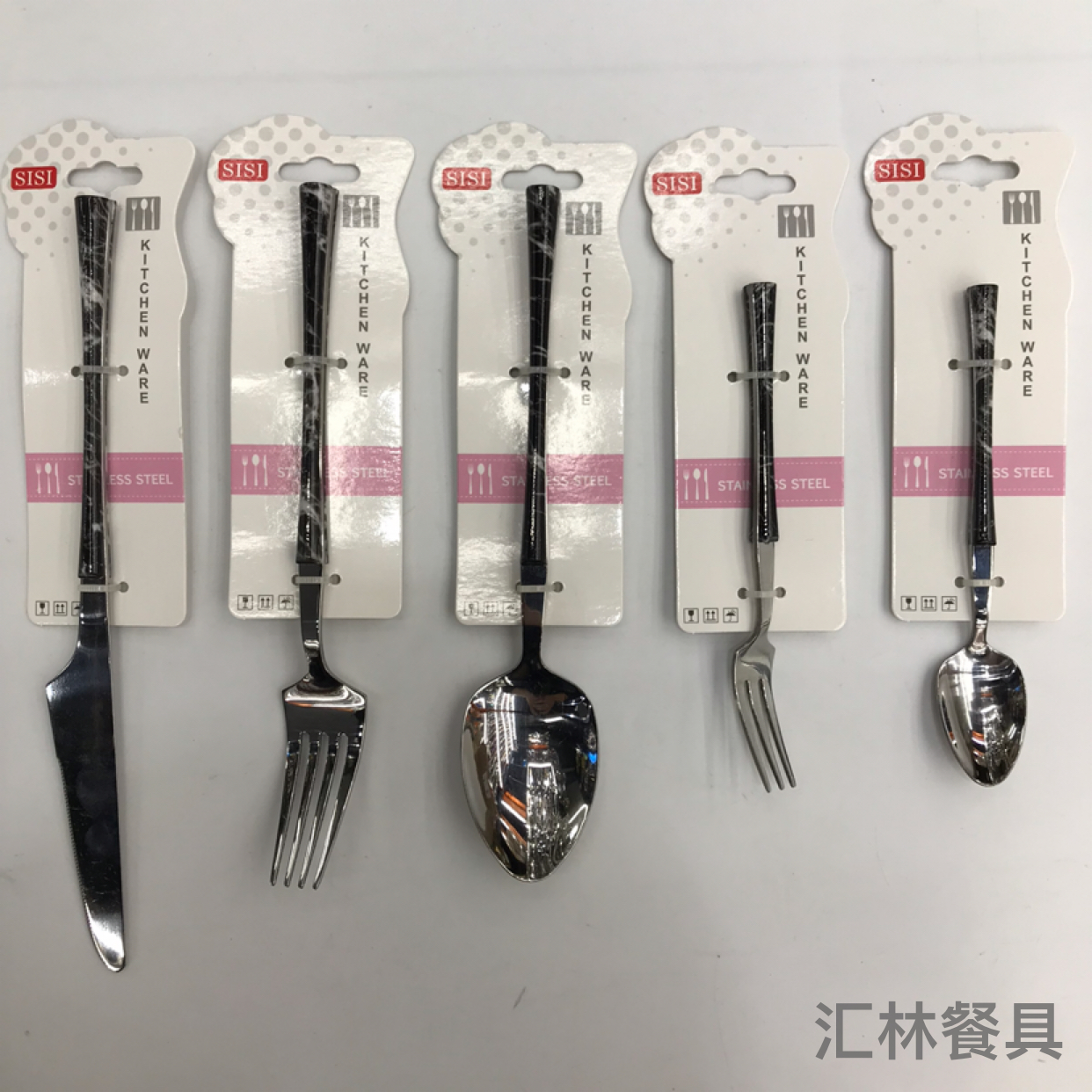 Foreign trade stainless steel tableware hotel special tie card marbled small waist steak knife fork spoon tea fork spoon thumbnail