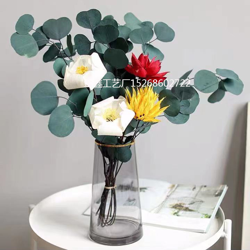 苹果叶永生花干花尤加利叶圆叶桉婚庆婚插花饰花酒店名宿装饰花