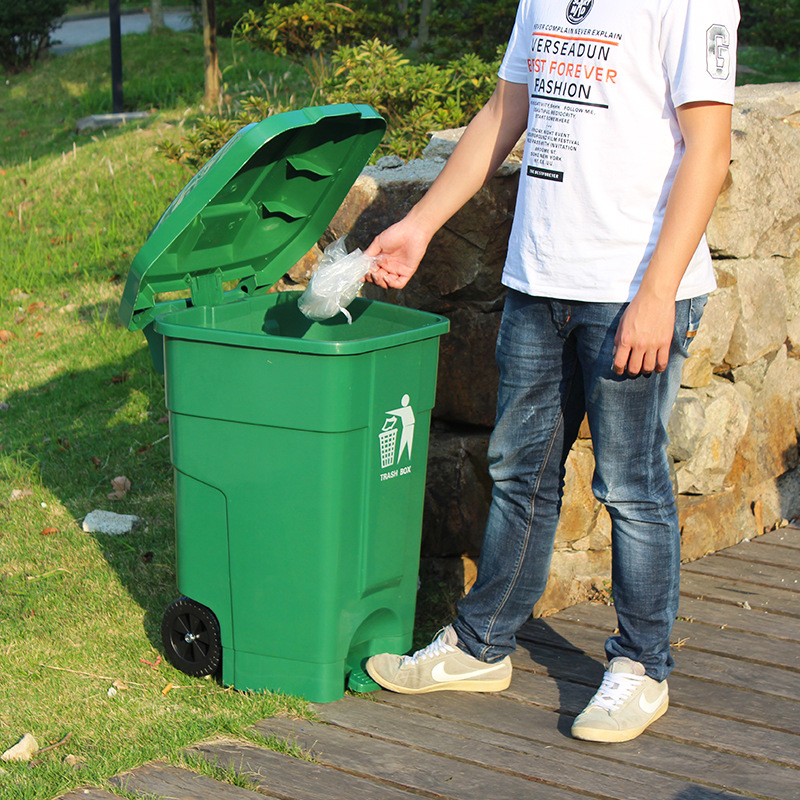 50L70L塑料脚踩垃圾桶户外环卫厨房商用小区大号创意脚踏垃圾桶