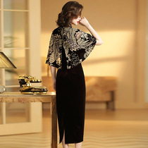 Multicolor fashion splicing cape stand collar Cheongsam dress spring and summer style of the Republic of China self-improvement long cheongsam dress