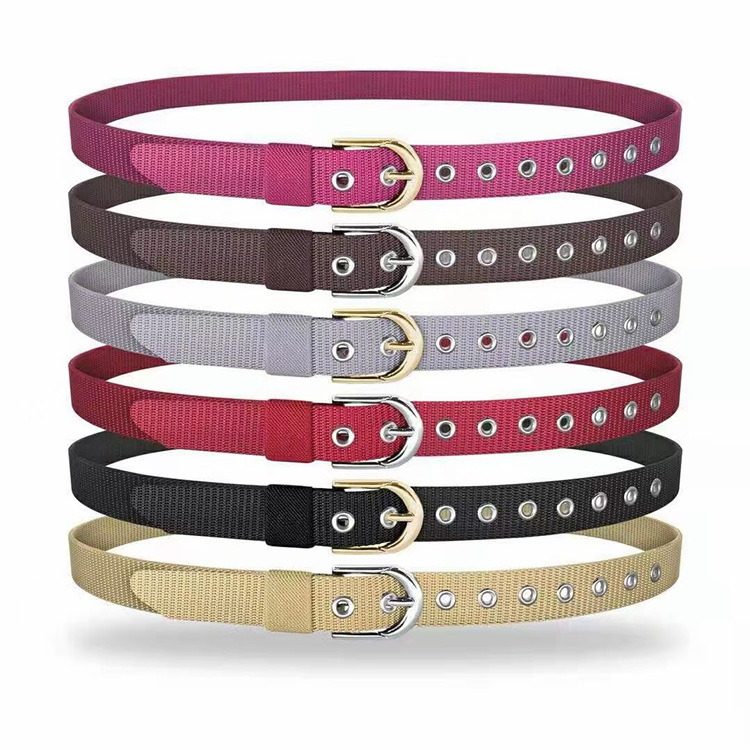 Ladies braided nylon belt fashionable casual ladies pin button belt young personality student trouser belt