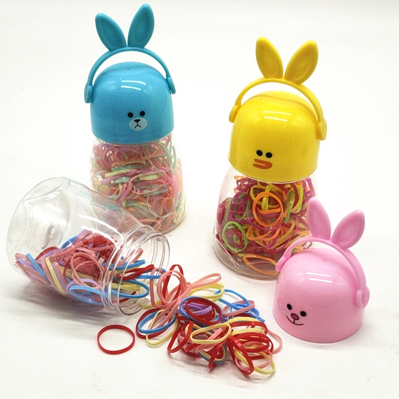 Sunshine Department Store Children's colorful rabbit ear headwear, disposable rubber band, high-elasticity barrel-shaped hair band that can be pulled unbreakable Specification image
