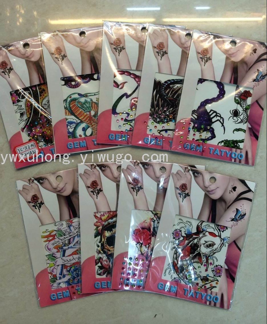 Waterproof personalized diamond-patterned floral dragon, tiger, leopard and scorpion tattoo stickers, shoulder stickers and back stickers Item Picture