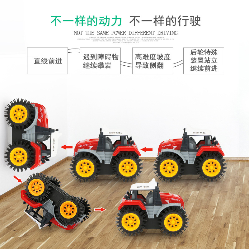 Cartoon educational electric dump truck, children's stunt car, flip toy car, electric toy car, 1-5 yuan, street stall Specification drawing