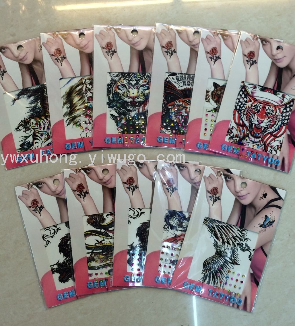 Waterproof personalized diamond-patterned floral dragon, tiger, leopard and scorpion tattoo stickers, shoulder stickers and back stickers