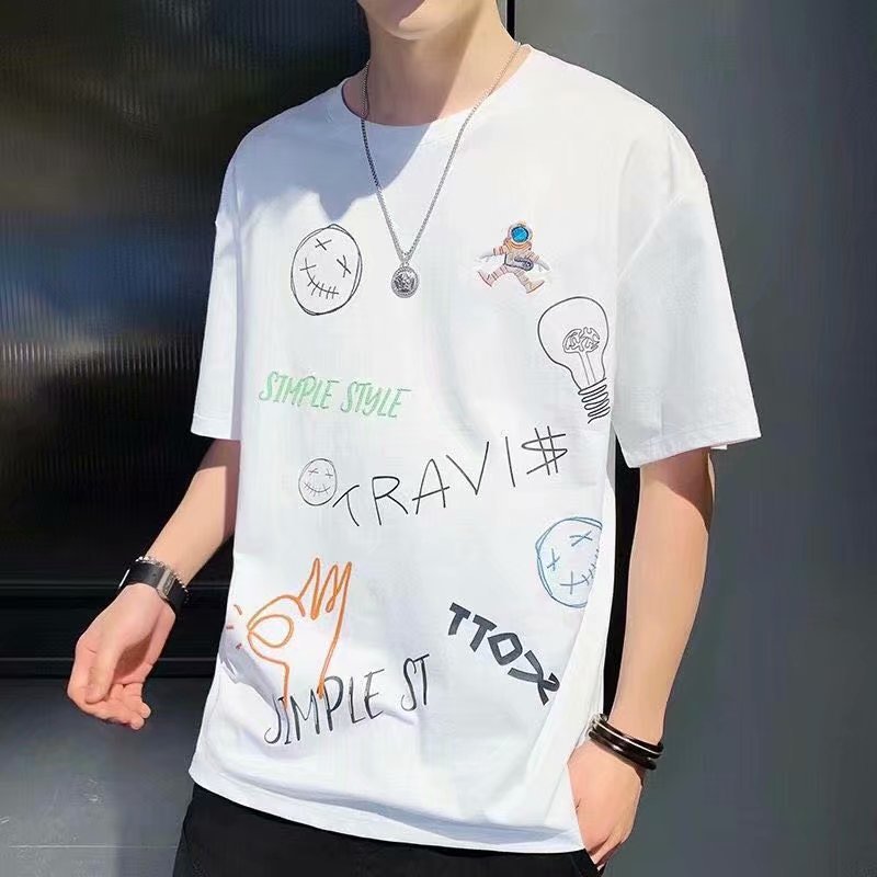 Men's Korean short sleeve T-shirt trend handsome men's clothing trend brand T-shirt hip hop summer new teen short T