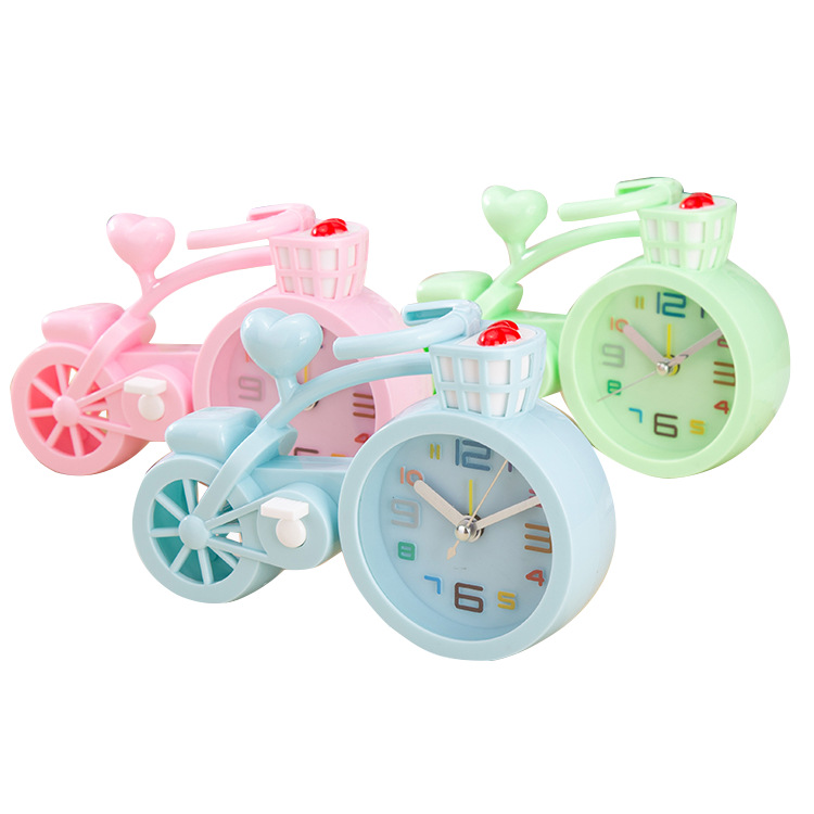 Korean candy-colored bicycle alarm clock, creative student gifts, handicrafts, ornaments, digital alarm clock for study and bedroom Item Picture