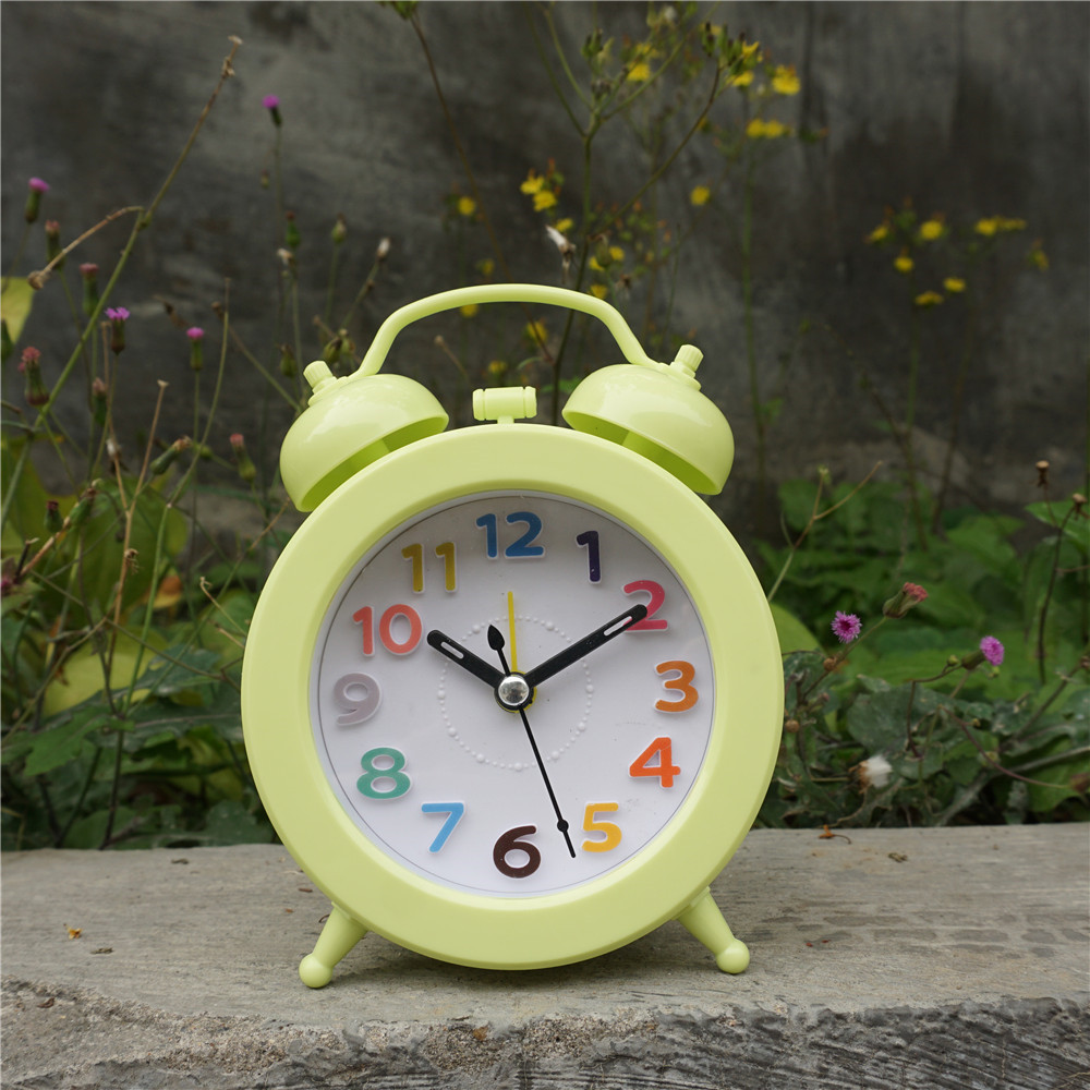 Candy-colored spherical double-bell alarm clock, fashionable clock, three-dimensional digital table clock, fashionable and modern lazy person clock Item Picture