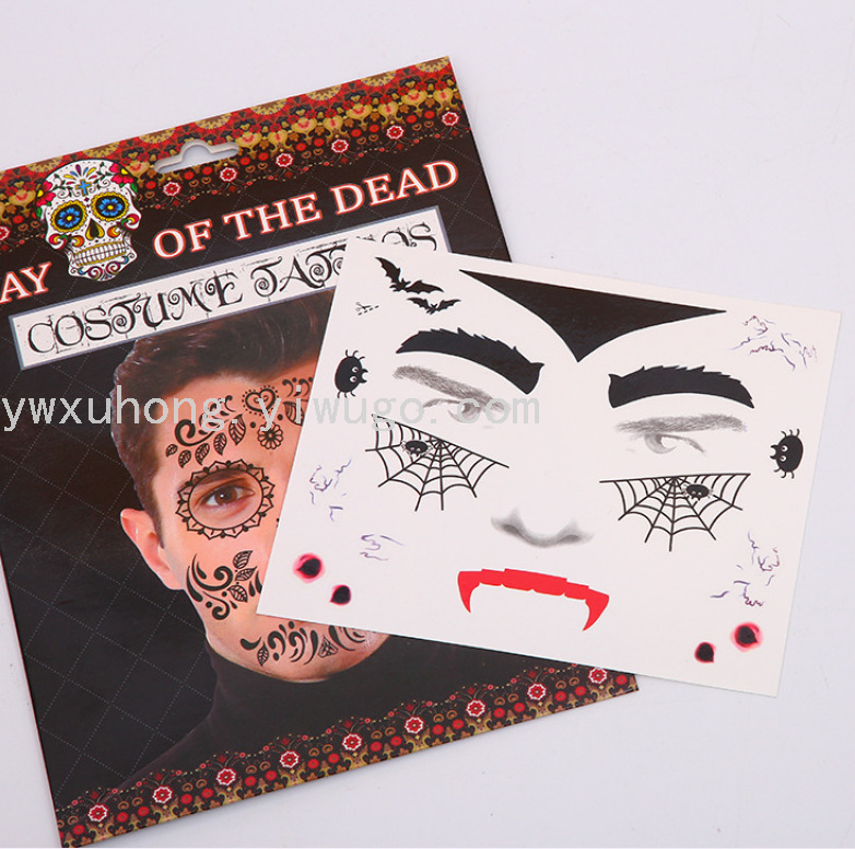 Halloween party: Terrifying, bloody scars, tattoo stickers, knife scars, male and female simulation of bleeding, fake injuries, funny paper stickers