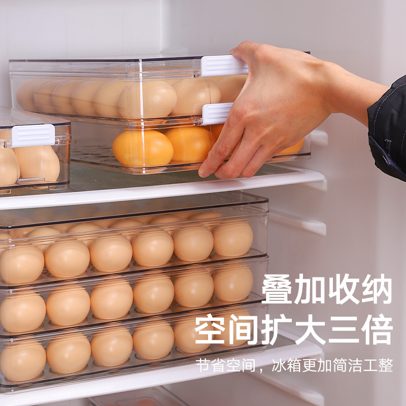 Drawer-type refrigerator storage box, plastic transparent sealed fruit and vegetable sorting and preservation box, thickened PET egg storage box details Picture