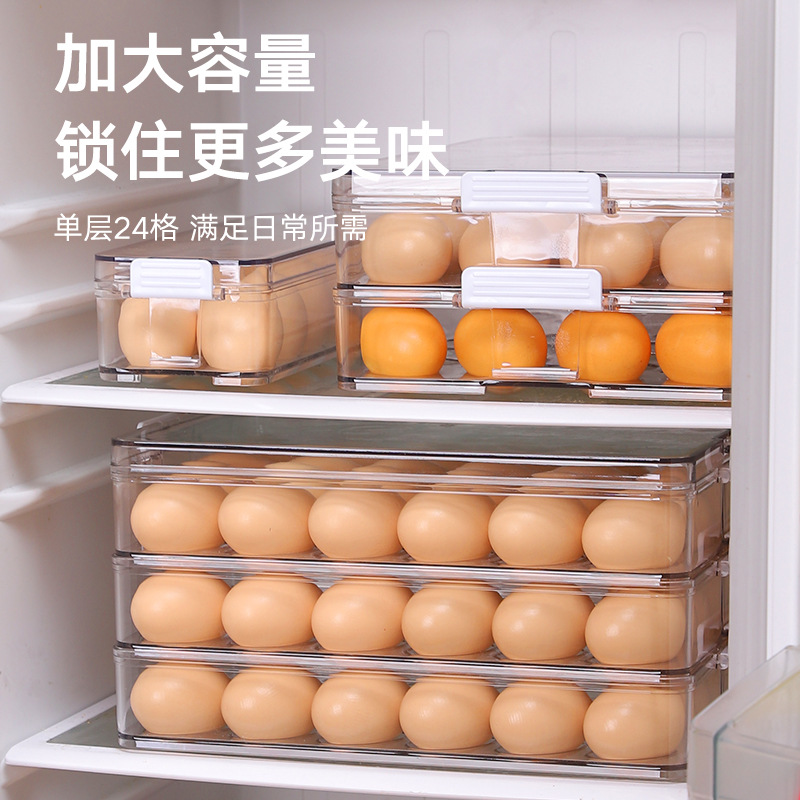 Drawer-type refrigerator storage box, plastic transparent sealed fruit and vegetable sorting and preservation box, thickened PET egg storage box Specification image