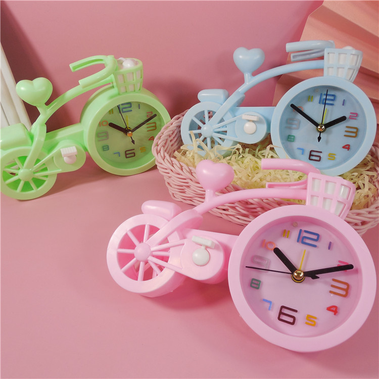 Creative bicycle alarm clock, cartoon desktop small alarm clock model alarm clock, children's clock, student gift and promotional items full figure