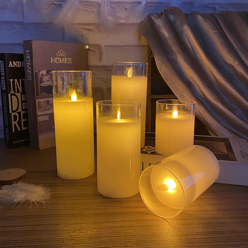 ins glass flat-mouthed electronic candles, simulated flame swinging LED candles, decorative handicrafts and ornaments Specification image