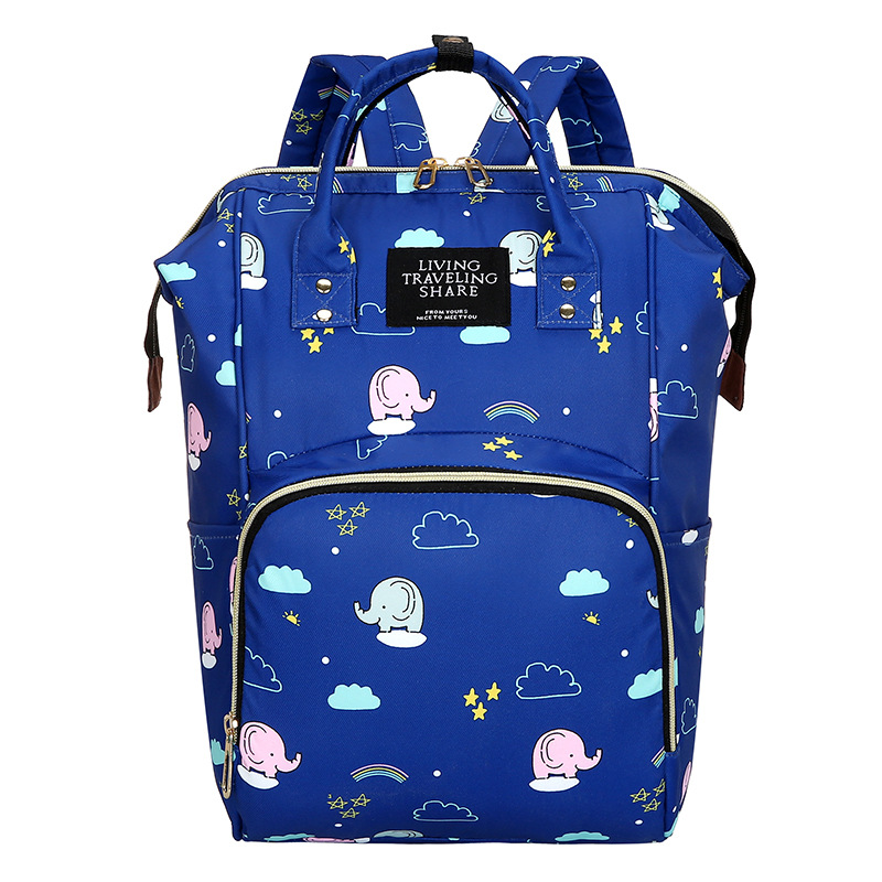 Wholesale custom printed cartoon mom bags, multi-functional women's backpacks, mom bags, large-capacity baby and mother bags