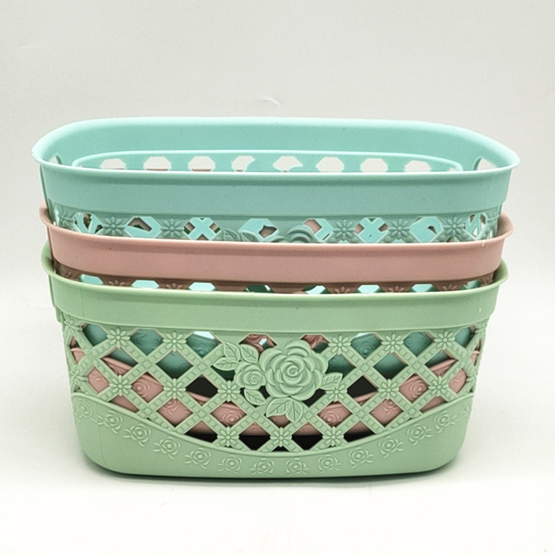 Sunshine Department Store's plastic storage basket, desktop storage basket, innovative hollowed-out flower storage frame, and multi-functional storage basket
