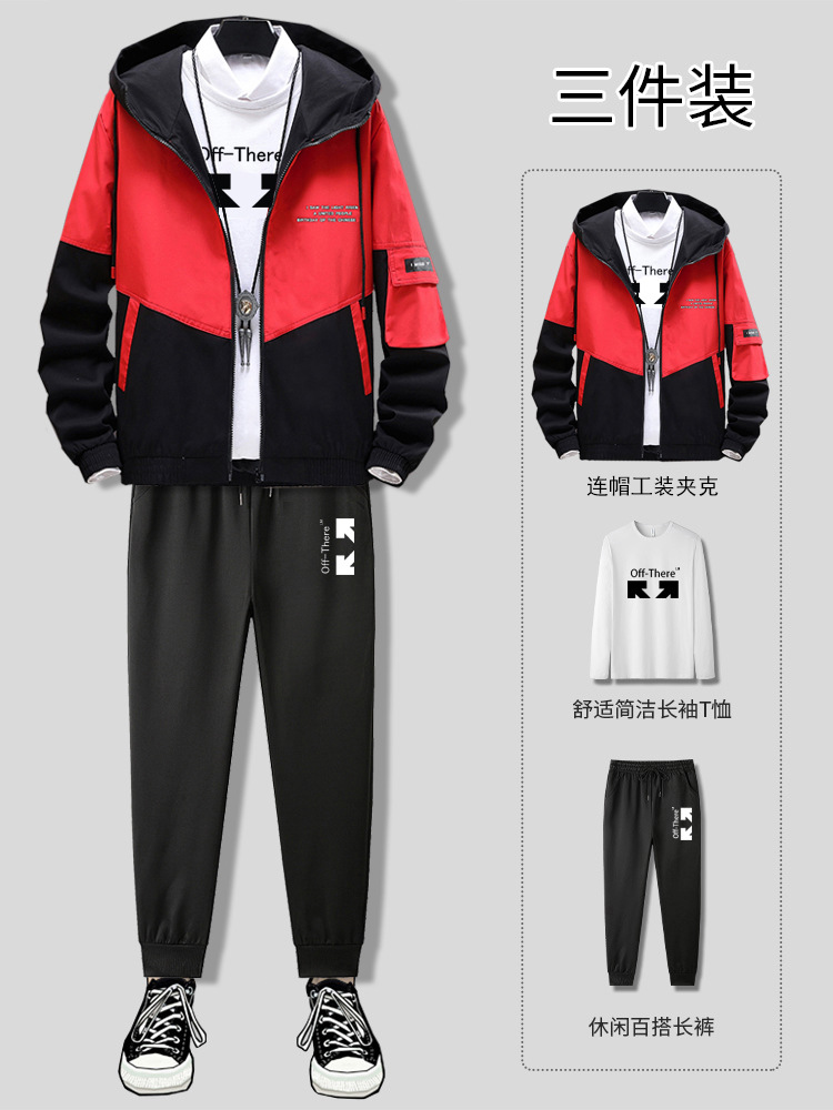 New Spring and autumn season men's three-piece jacket set 2021 Korean version youth suit men's factory direct sales, trendy for teenagers details Picture