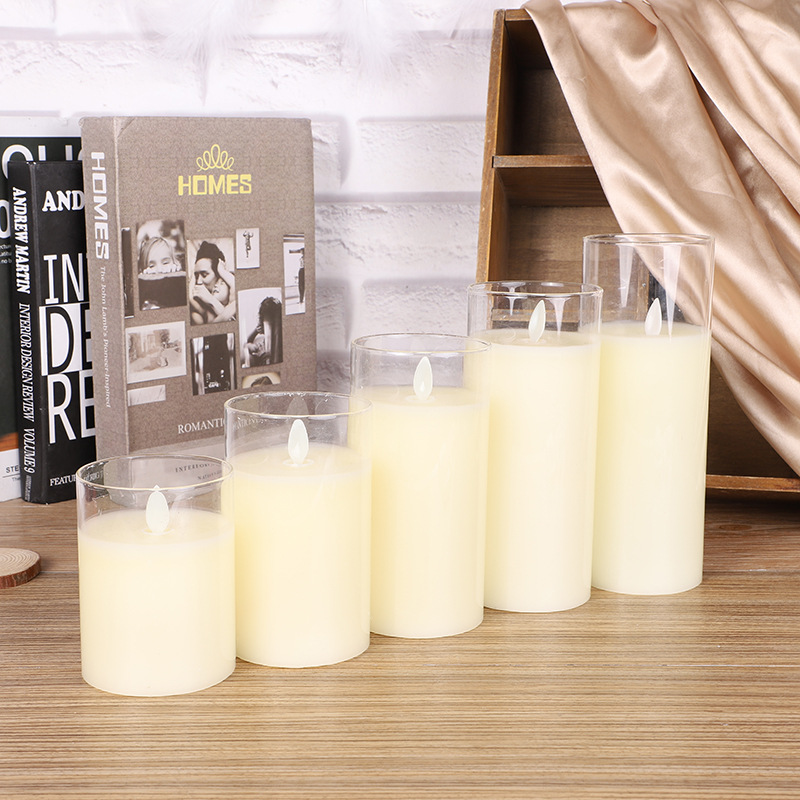 ins glass flat-mouthed electronic candles, simulated flame swinging LED candles, decorative handicrafts and ornaments Application Scenario