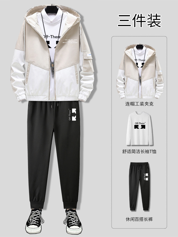 New Spring and autumn season men's three-piece jacket set 2021 Korean version youth suit men's factory direct sales, trendy for teenagers Item Picture