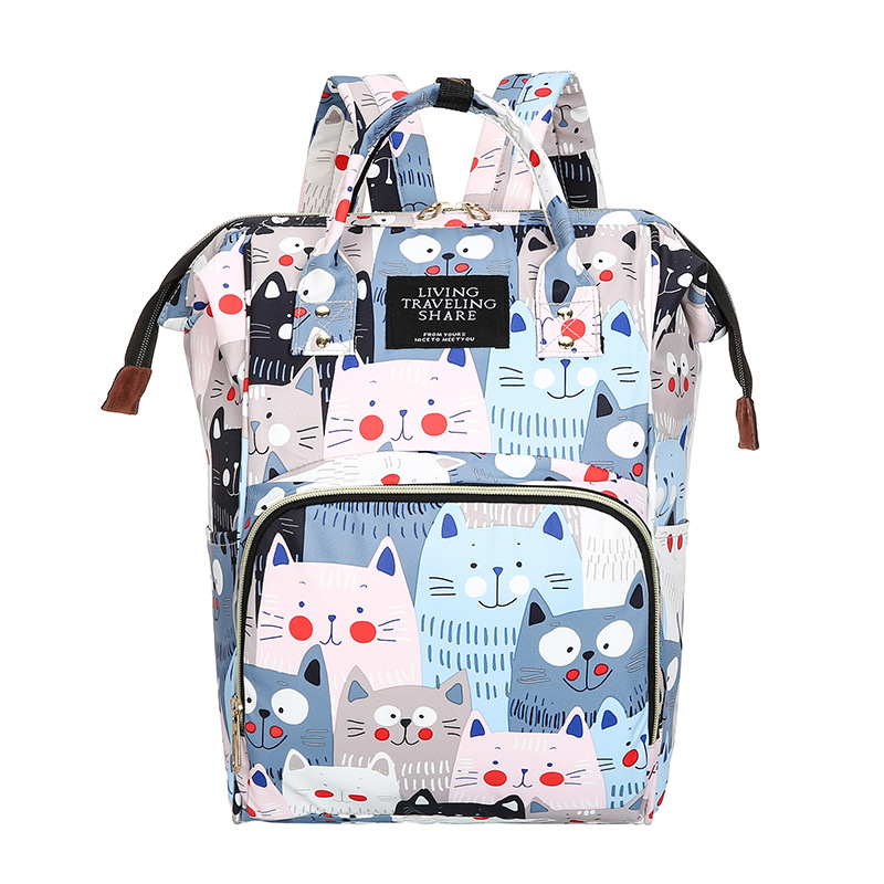 Wholesale custom printed cartoon mom bags, multi-functional women's backpacks, mom bags, large-capacity baby and mother bags Specification image