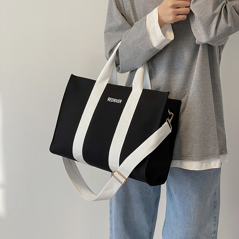 New 2021 trendy large-capacity handbag, Korean-style versatile canvas single-shoulder crossbody bag, tote bag Application Scenario