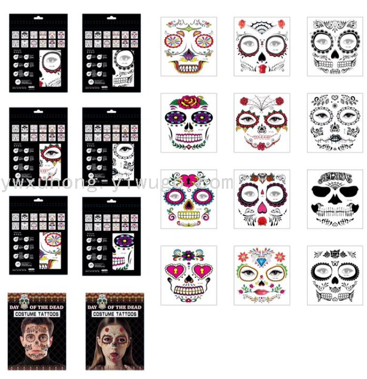 Simulated Halloween, Ghost Festival, skeleton ghost party, masquerade ball, face stickers, sashimi tattoo stickers