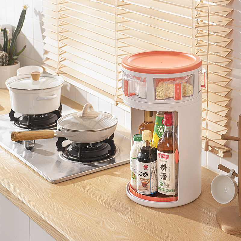 Kitchen multi-functional rotating storage rack, circular seasoning rack, multi-functional storage rack Specification image