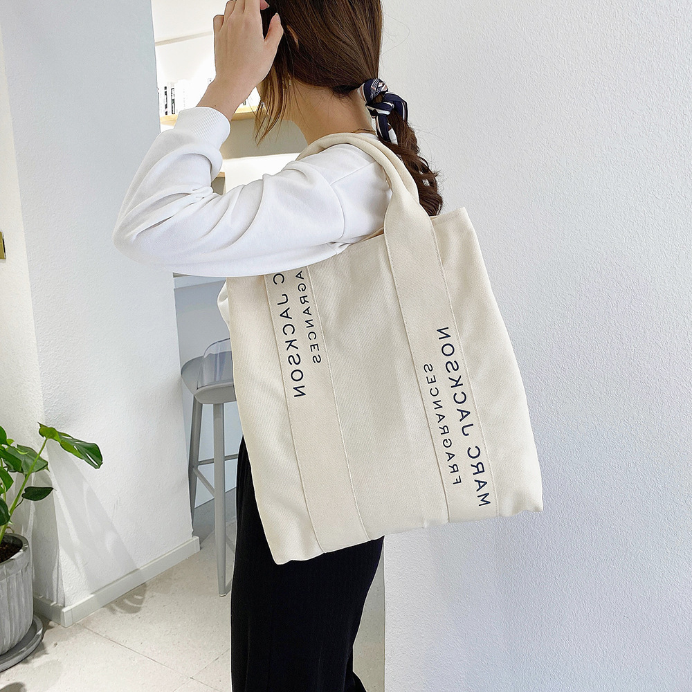 New cross-border canvas bag for women, Japanese style, fresh and elegant, single-shoulder bag for fashionable students, large-capacity handbag customization